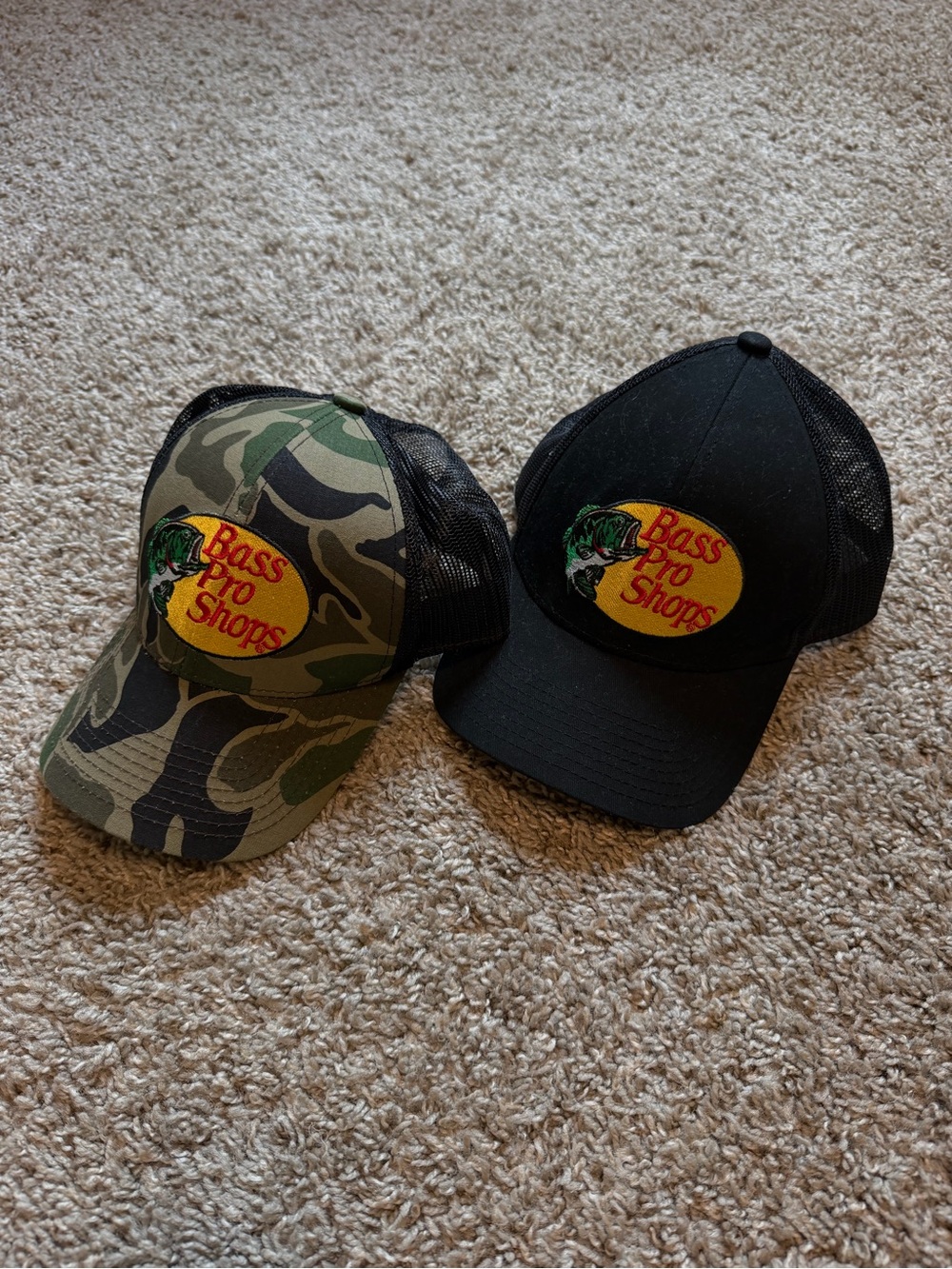 Bass Pro Shops Black and Camo Hats